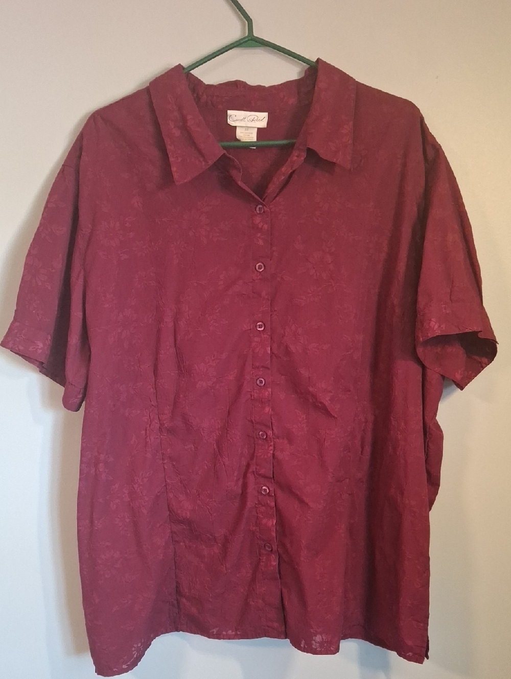 💥3/$20💥Carroll Reed Vintage Wine Burgundy Floral Jacquard Button Down Shirt 3X
